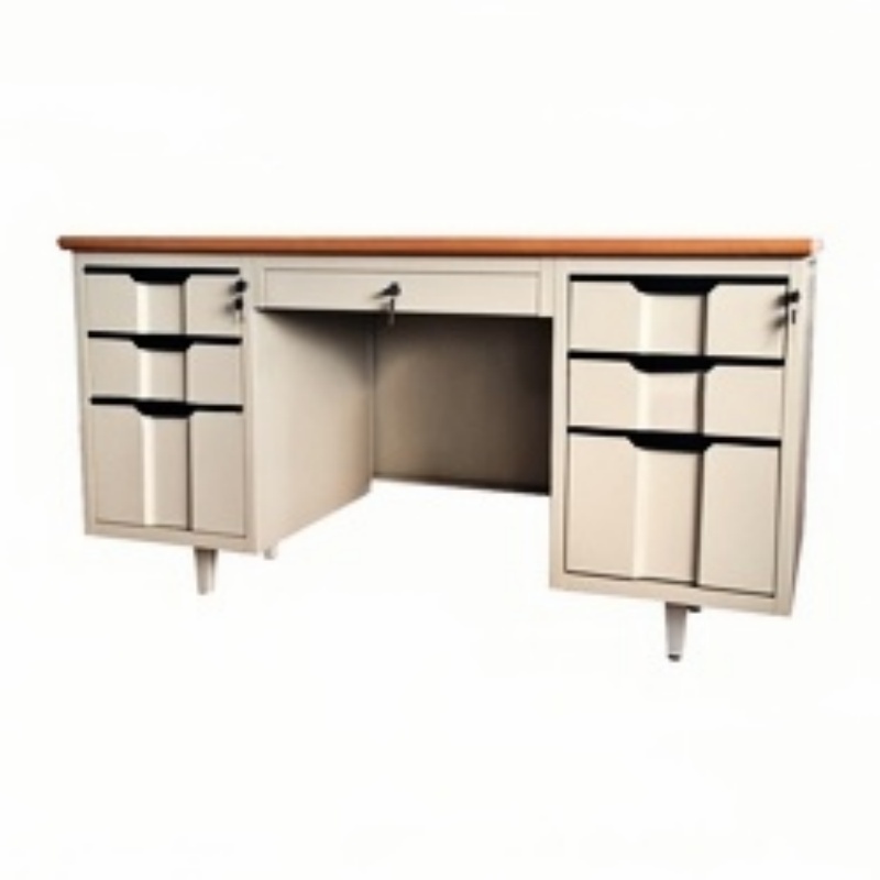 Modern Steel Office Desk with Lockable Drawers & Swing Doors Supplier