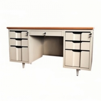 Modern Steel Office Desk with Lockable Drawers & Swing Doors Supplier